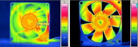 Korszerű hőkamerák szakmai szemmel (III) - Forgó ventilátor hőképe (forrás: Infratec)